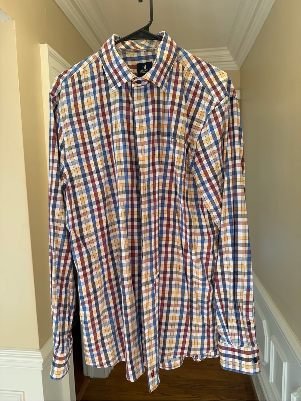 Men's Plaid Button-Down Shirt - Multicolor Johnnie o large